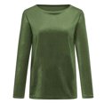 thumbnail image 3 of Women's Casual Solid Color Velvet Round Neck Long Sleeve T Shirt Top Short Sleeve Sports Shirts Athletic Women Casual Tops Women Summer Compression Shirt Woman Woman Shirts Short Sleeve for Women, 3 of 6
