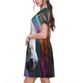 thumbnail image 2 of Easygdp Colorful Haired White Horse para Vestido Transpirable de Mujer, Vestido Suelto de Manga Corta con Pliegues y Bolsillos para el Verano, 2 of 6