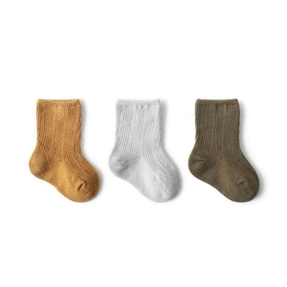 Laurenza's Baby Boys' Socks, Three Pack Mustard/Grey/Army Green 1-3T