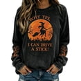 thumbnail image 5 of Women's Salem Broom Company Printed Sweatshirt Halloween Salem Witch Spooky Season Sweatshirt Crewneck Vintage Scary Pullover Tops Black S, 5 of 5