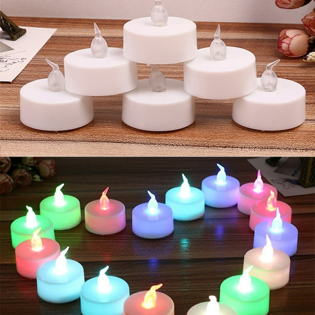 Flameless Tealight Candles with Rainbow Colors, 24 Pack Colour Changing ...