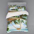 thumbnail image 2 of Ambesonne Beach Bedding Set 3 Pcs, Ocean Sandy Shore Palm, Twin, Green Cream Blue, 2 of 3