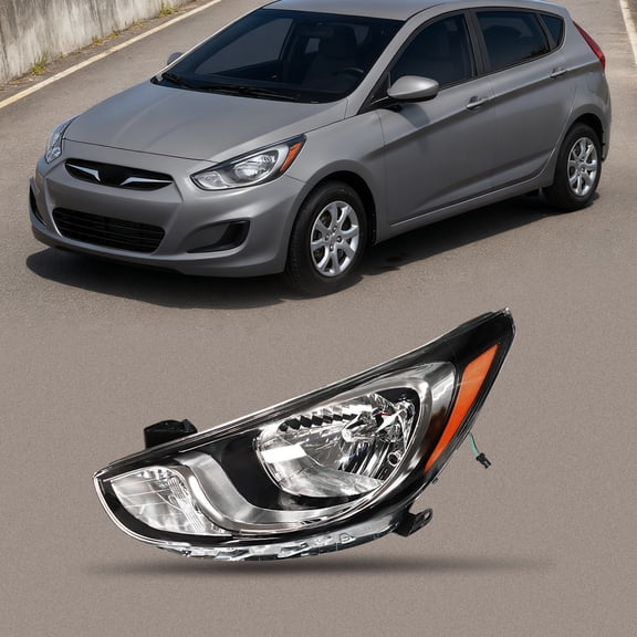 Left Driver Side Headlight Assembly, Clear Lens, Halogen, Direct Replacement, Durable PC/PP Material Fit for 2012 2013 2014 Hyundai