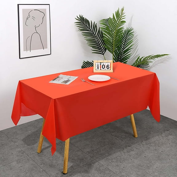Cozival Disposable Plastic Tablecloth - Rectangle Table Cover for Parties - Smooth, Decorative & Easy to Clean - No Mess, No Stains - Perfect for Birthday Dinners, Holidays & Outdoor Events, Red