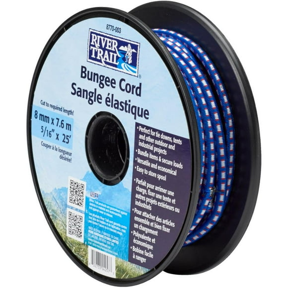 8mm x 25' Bungee Cord - on Plastic Spool