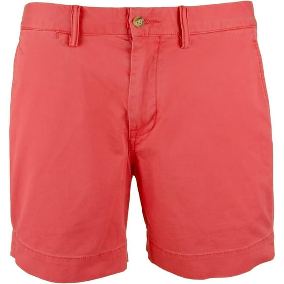 Men's Stretch Straight Fit 6 Inch Flat Front Chino Shorts Red 36
