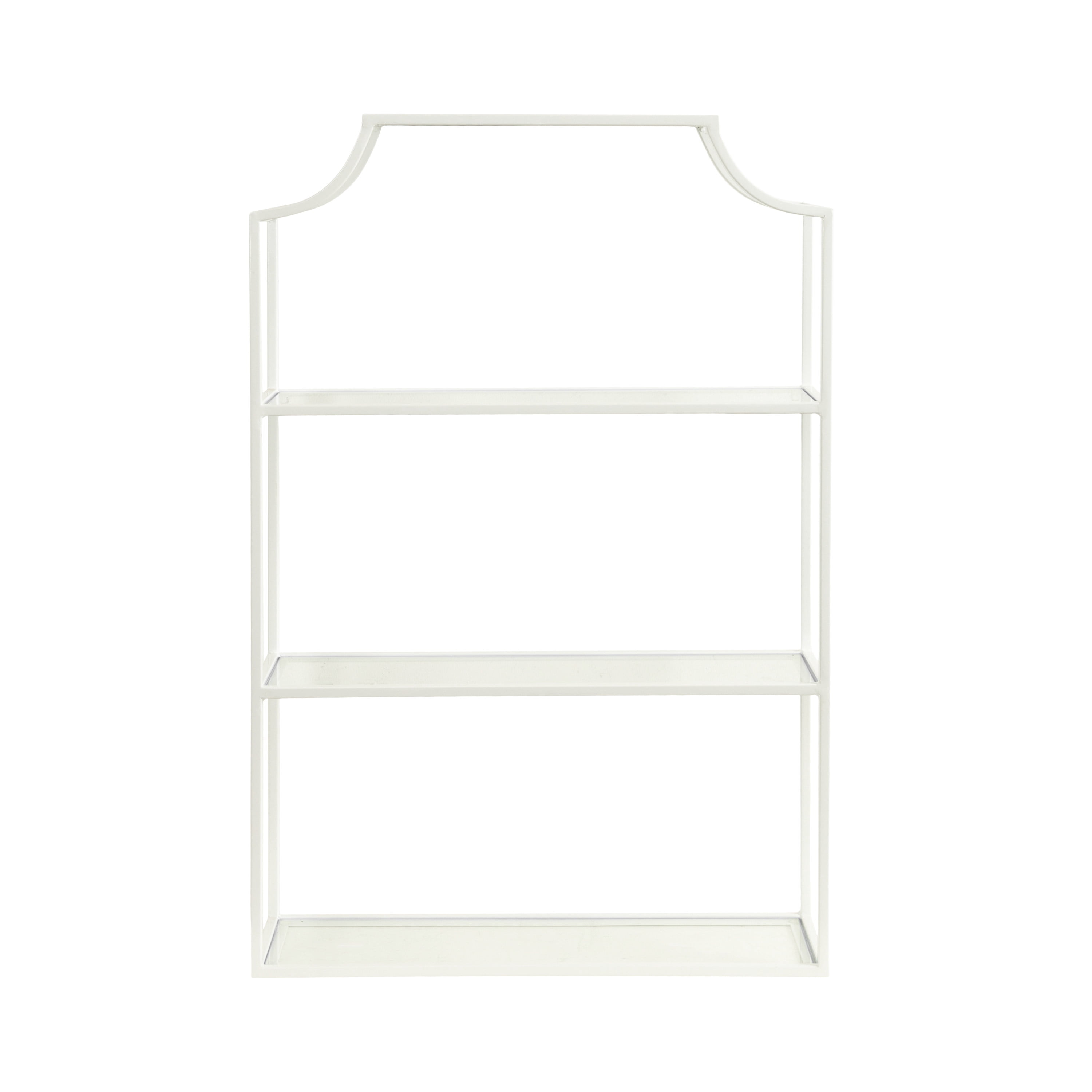Kate and Laurel Ciel Three-Tiered Wall Shelf, 21 x 30, White, Decorative Floating Shelf Storage and Wall Organizer for Over Toilet Storage Bathroom Display