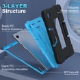 thumbnail image 5 of Silicone PC Case for Samsung Galaxy Tab A11 8.7" 2025 SM-X133 / SM-X135, Heavy Duty Protection Military Grade Shockproof Rugged Non-Slip Tablet Cover for Kids with Adjustable Kickstand, Black Blue, 5 of 6