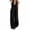 Black, variant on Womens Linen Two Piece Matching Outfit Sleeveless V Neck Pleated Button Front Tunic Top Side Slip Pockets Drawstring Elastic High Waist Wide Leg Pants Lightweight Loose Casual Vacation Set