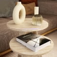 thumbnail image 5 of Ultimate Premium Products Modern Nesting Table Set with Wooden Round Side Table Travertine Finish End Table, 5 of 5