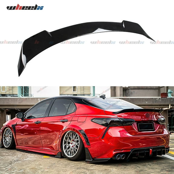 Rear Trunk Spoiler Compatible with 2018-2024 Toyota Camry SE XSE L LE XLE Hybrid, YOFER Style Fits for 18-24 Sedan, High Kick Spoiler Wing Lip (Glossy Black)