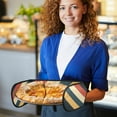 thumbnail image 6 of Yayeee Double Oven Mitt Kitchen Heat Resistant Baking 35" x7" Quilted Glove, Beige Stripes, 6 of 6