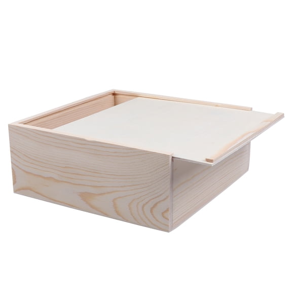 LEORX Sliding Lid Wood Box Wooden Box Bamboo 1Pack