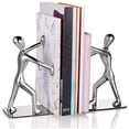 thumbnail image 1 of Adorno de decoración de mesa de sujetalibros de acero inoxidable - Sujetalibros humano plateado Ormromra MZQ-0248, 1 of 8