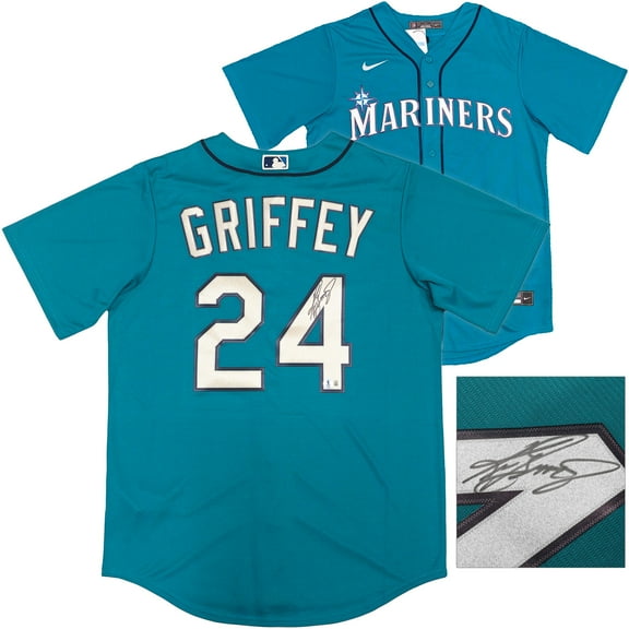 Seattle Mariners Ken Griffey Jr. Autographed Teal Nike Jersey Size M Beckett BAS Witness 230141