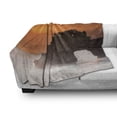 thumbnail image 3 of Balinese Soft Flannel Fleece Throw Blanket, Building Pura Tanah Lot Bali Indonesia Romantic Sunset Exotic Holidays, Cozy Plush for Indoor and Outdoor Use, 60" x 80", Orange Brown, by Ambesonne, 3 of 6
