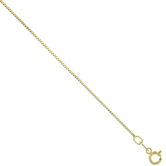 10k Solid Yellow Italian Gold Box Chain Necklace Cadena de Oro Caja 0.7mm 22"