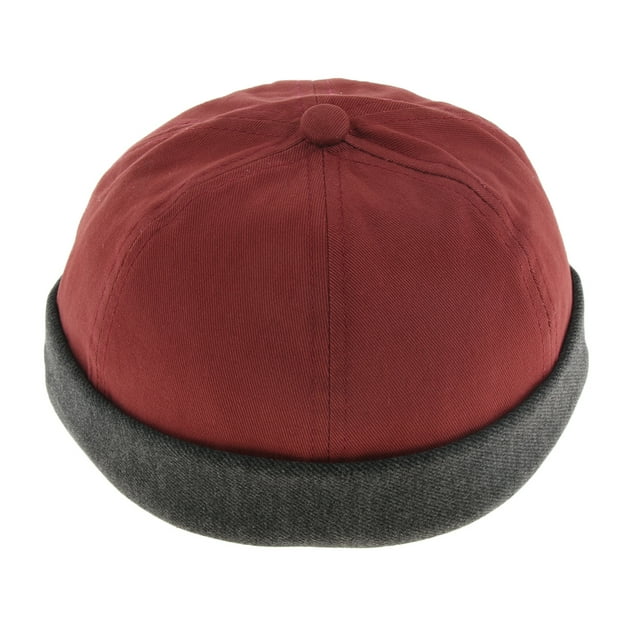 Unisex Biker Skullcap Gorra De Marinero Gorro Sin Ala Con Puños Enrollados Rojo Sunnimix Los hombres gorro