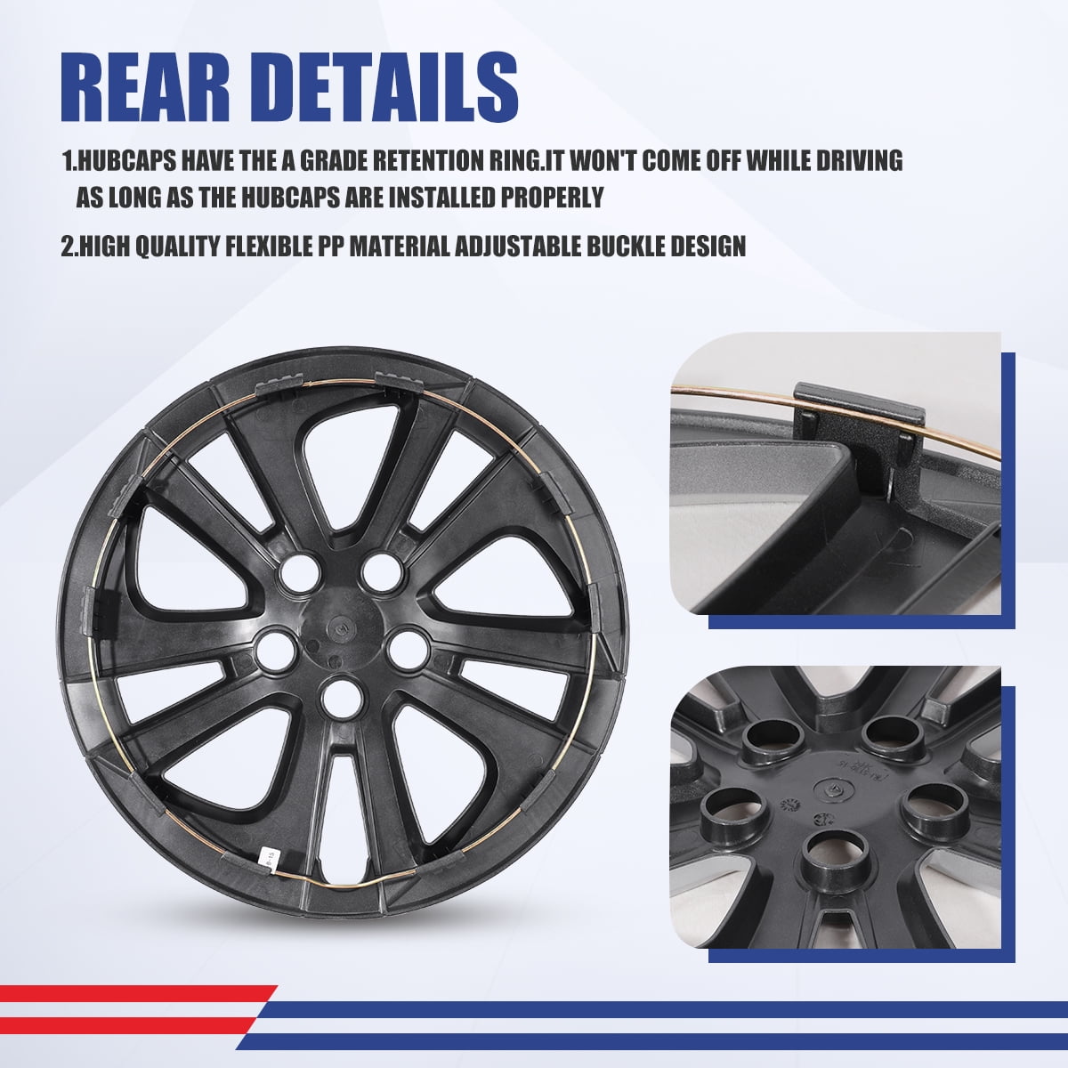 15" Hubcaps for 2016-2018 Toyota Prius,Wheel Rims Cover Snap on Car Truck SUV,Compatible With Alloy Wheels,PP,Silver&Black Lacquer,1PC