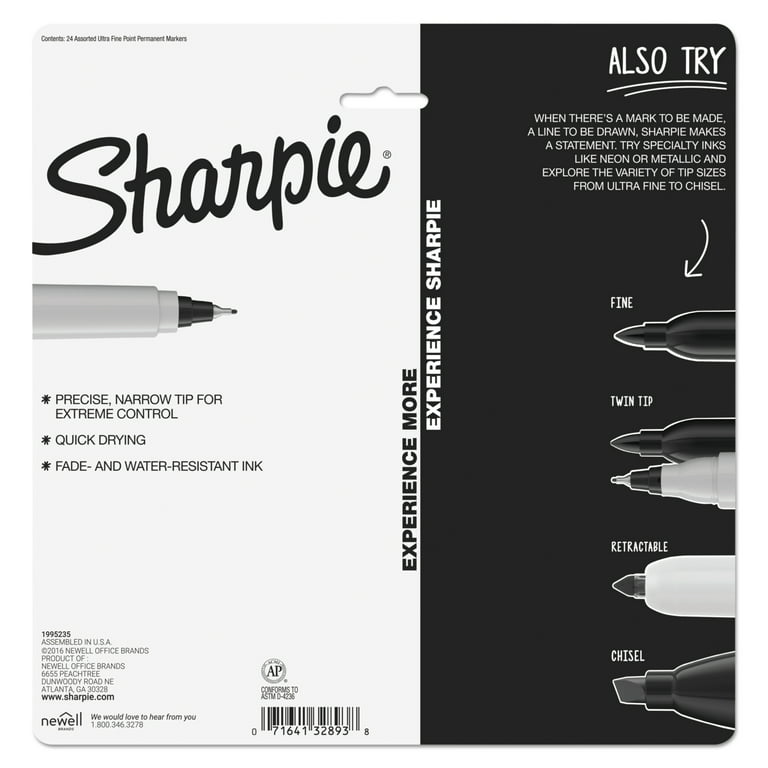 Sharpie Permanent Markers, Ultra Fine Point, Black - 5 markers