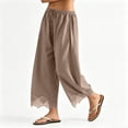 thumbnail image 5 of RUTAYY Women's Pants Knit Lace Capris Solid Color With Pockets Drawstring Elastic Waist Daily Wear Trendy Vacation Trousers, 5 of 6