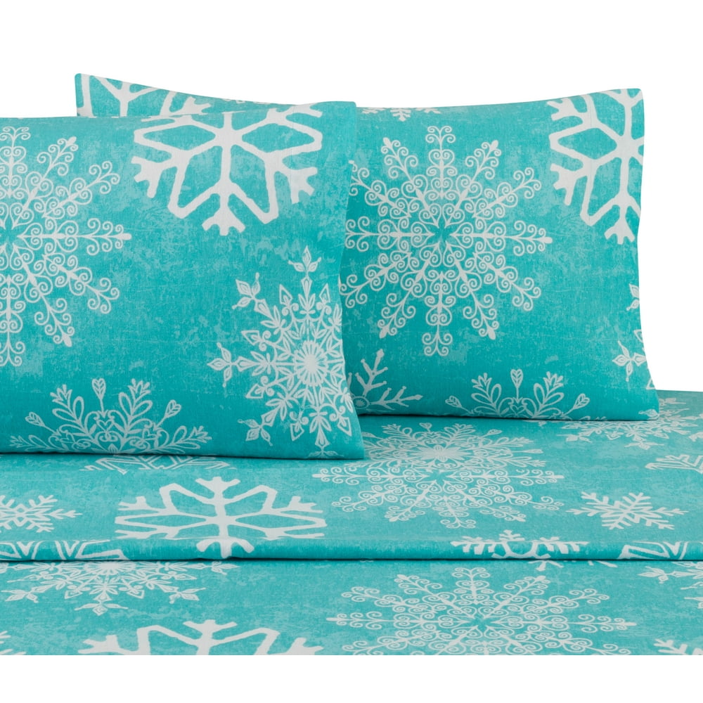 Mainstays King Flannel Sheet Set, Snowflake