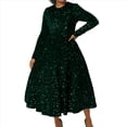 thumbnail image 2 of Vestido de Fiesta con Lentejuelas, Larga, Corte A, Acampanado, con Brillo y Brillo para Mujer, Talla Grande Verde L, 2 of 6