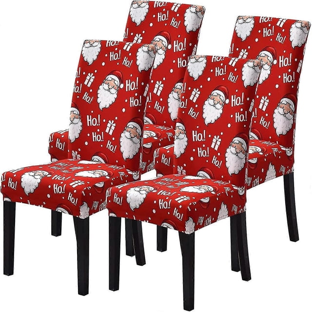 Juego de 4 sillas navideñas con decoración de Papá Noel, ideal para la familia, la cocina y el comedor.