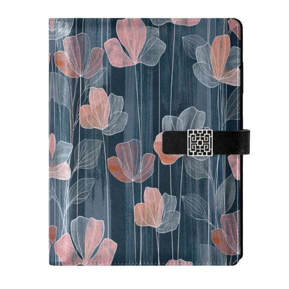 Leather Planner Leather Notebook Notebook Journal Binder Design Pen Pocket Design Convenient for Storage Abstract Bloom Outline Repeat