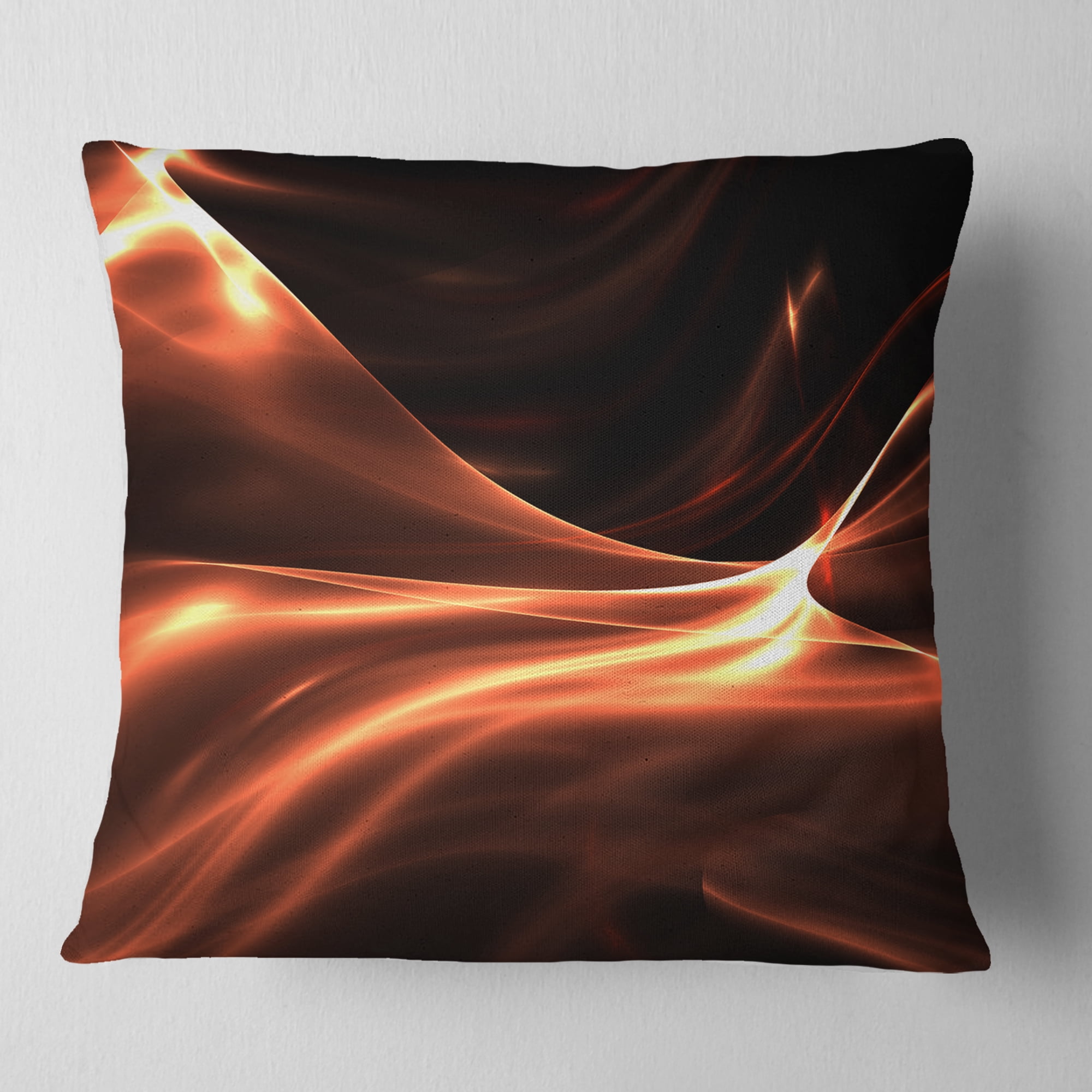 Designart Brown Abstract Warm Fractal Design - Abstract Throw Pillow - 16x16