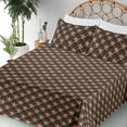 thumbnail image 3 of Ambesonne Fleur de Lis Fitted & Flat Sheet with Shams 4 Pcs Set, Checkered Plaid Print, King, Hunter Green Marigold, 3 of 5