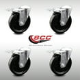 thumbnail image 2 of 5 Inch SS Phenolic Wheel Swivel Bolt Hole Caster Set with Total Lock Brake SCC, 2 of 2