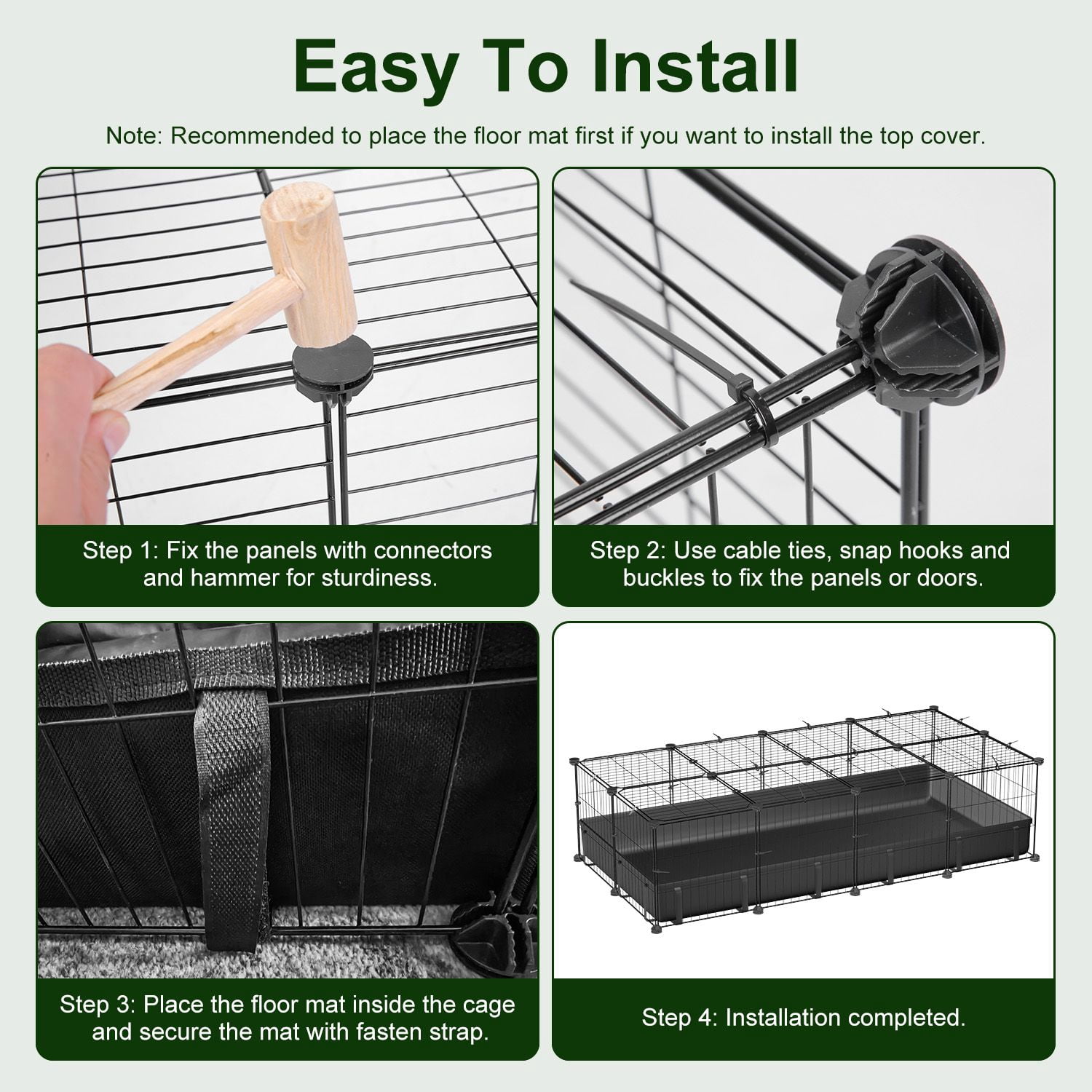 DIY Assemble Metal Small Pet Play Enclosure Multiple Layout Options,Small Animal Playpen DIY Metal Pet Enclosure with 20 Panels Waterproof Floor Mat for Hedgehogs Chickens Ducklings Rabbits
