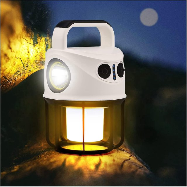 BRILLAR Potente luz LED recargable para acampar, 2400mAh, IPX6, 4 modos, recargable por USB, perfecta para acampar, correr y pescar