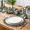 thumbnail image 2 of Sage Green Floral Round 13 Inch Placemats Set of 2, Ethnic Tribe Abstract Art Flowers HeatResistant Non Slip Place Mats for Dining Table, Wipeable Braided Kitchen Table Mats for Housewarming, 2 of 9