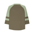 thumbnail image 4 of FAHXNVB Plus Size Tops for Women Fall Lightweight 3/4 Sleeve Shirts Crew Neck Casual Loose Color Block Tunic Blouse,L,Green, 4 of 5