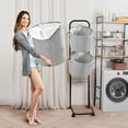 thumbnail image 5 of YOUPINS 3-Tier Laundry Hamper Sorter, Laundry Storage Organizer with Wheels Movable Rolling Laundry Baskets Cart,Laundry Butler for Bathroom Bedroom Laundry Room, Dark Gray, 5 of 7