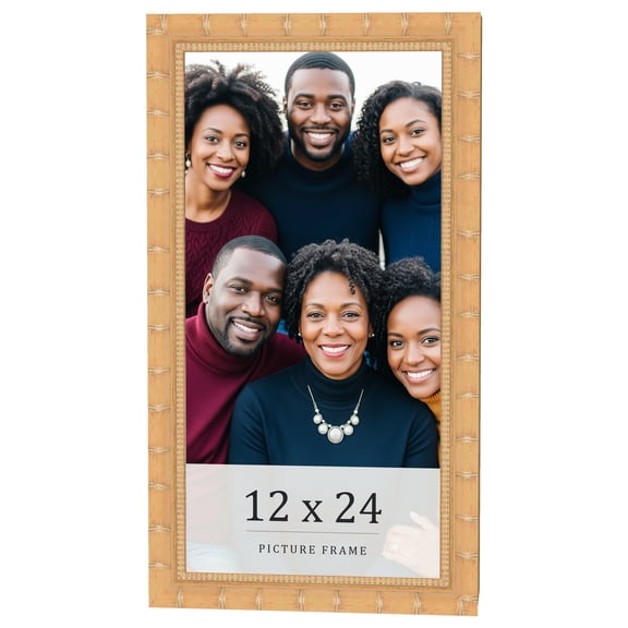 12x24 Light Brown Bamboo Real Wood Picture Frame Width 1.5 inches | Interior Frame Depth 0.5 inches