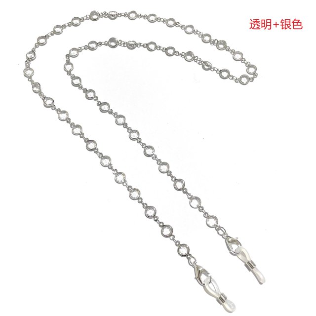 ZHAOCHENG Cadena de máscara de venta caliente, cadena de diamantes acrílicos, cadena hecha a mano, cuerda para máscara, cadena para gafas, collar multiusos antideslizante y antipérdida, transparente +