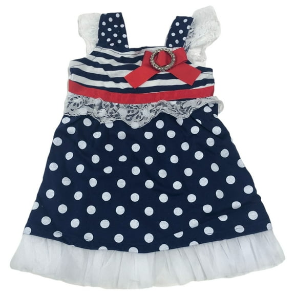 Little Lass Infant Toddler Girls Patriotic Ruffled Dress Polka Dot Sun Dress 18m