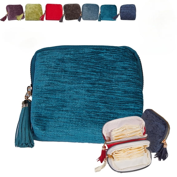 Chenille Jewelry Case, Velvet Travel Jewelry Pouch, Jewelry Bag Portable Organizer