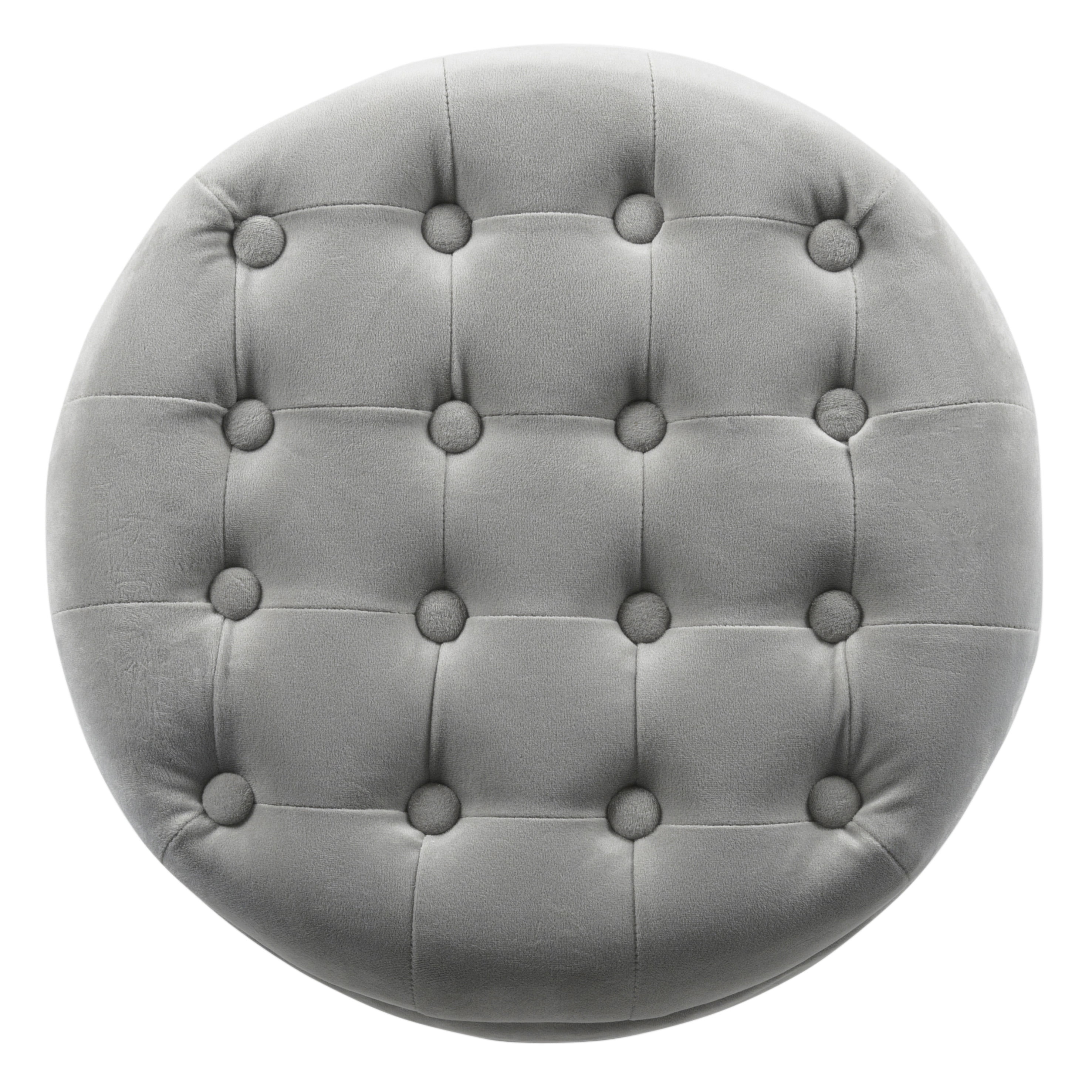 Button Tufted Velvet Upholstered Wooden Ottoman with Hidden Storage Light Gray and Brown - Saltoro Sherpi