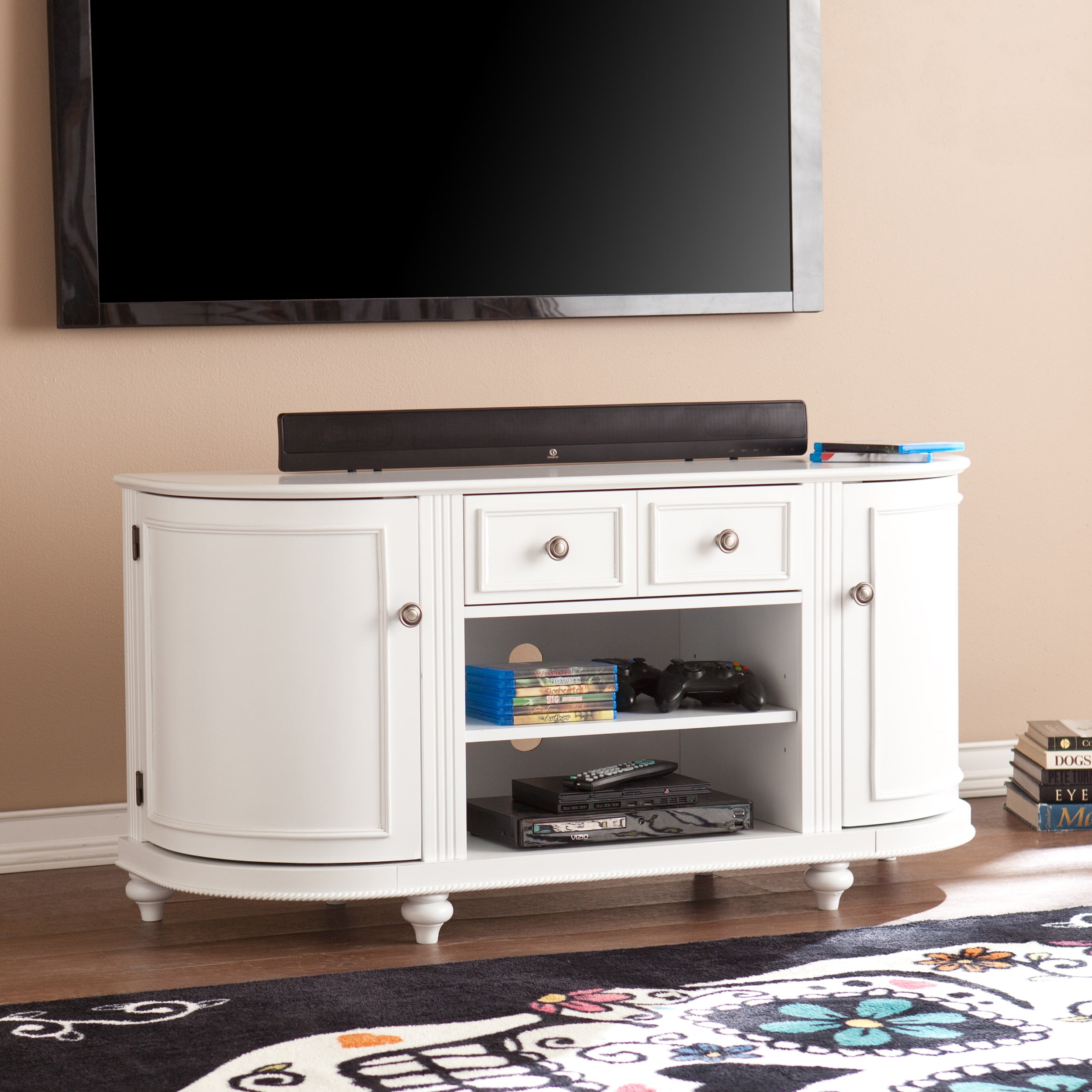 Harper Blvd Wells Modern Farmhouse White Tv Stand