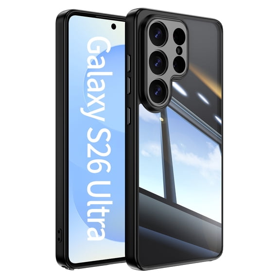 for Samsung Galaxy S26 Ultra Anti-Scratch Back Case, Luxury Clear Back Shockproof Drop Protective Ultra Slim Lightweight Anti-Yellowing Anti-Scratch Phone Case Cover for Galaxy S26 Ultra, Black