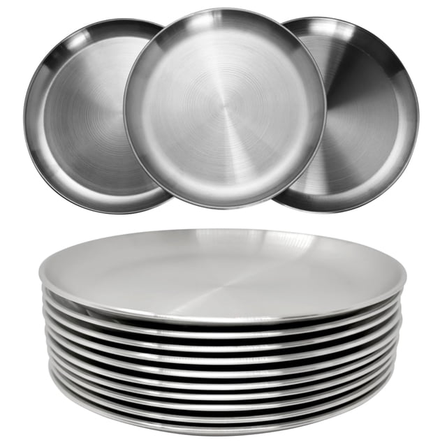 Placas de acero inoxidable CAMBUY 23 cm 304 de metal (10 unidades)