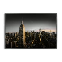 Stupell Industries Aerial City Horizon Scenic & Cityscapes Photography Black Framed Art Print Wall Art, 18 x 12