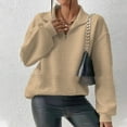 thumbnail image 2 of UAMVSH Womens Sweatshirts Trendy Fall 1/4 Zipper Lapel V-Neck Tops Clothes Casual Long Sleeve Business Work Dressy Pullover(XX-Large,Khaki), 2 of 6