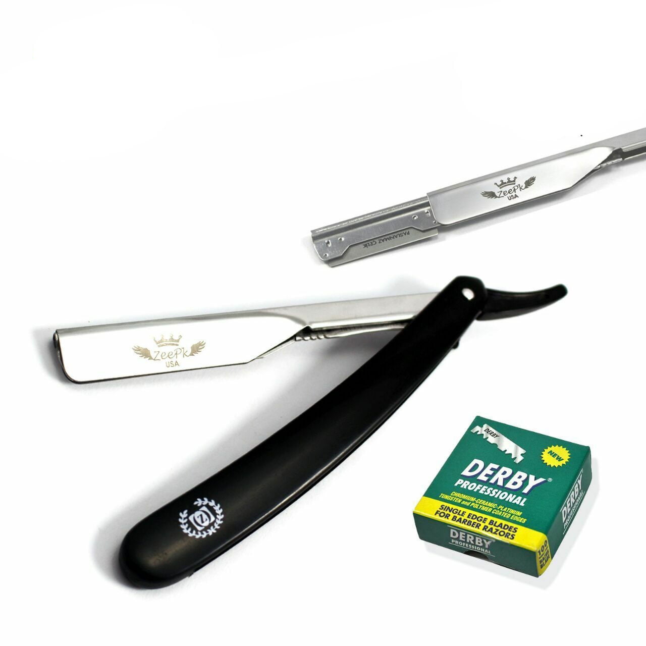 STAINLESS STEEL BARBER CUT THROAT (SHAVETTE) STRAIGHT RAZOR 100 DERBY BLADES STAINLESS STEEL BARBER CUT THROAT (SHAVETTE) STRAIGHT RAZOR 100 DERBY BLADES