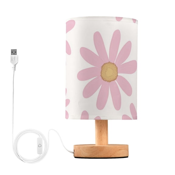 Pinkish Daisies Cartoon Table Lamp with USB Port LED Warm Light Lamp Night Light Home Decor