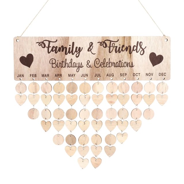 Calendario de madera DIY El Mercado de Encantos para cumpleaños, Tablero colgante de Adviento, recordatorio de cumpleaños para amigos y familia